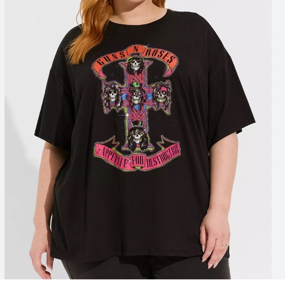 Torrid Guns N Roses Oversized Fit Cotton Tunic Tee